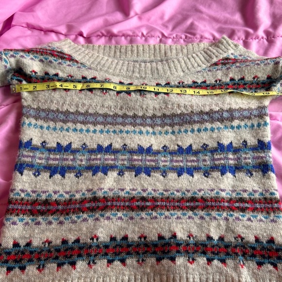 Y2K American Eagle Fair Isle Boat Neck Wool Blend Knit Sweater Womens Small - Picture 6 of 8